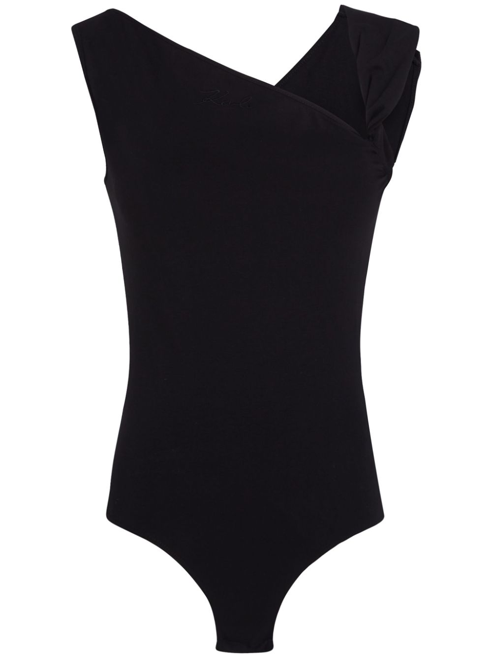 Karl Lagerfeld asymmetric organic-cotton bodysuit - Black von Karl Lagerfeld