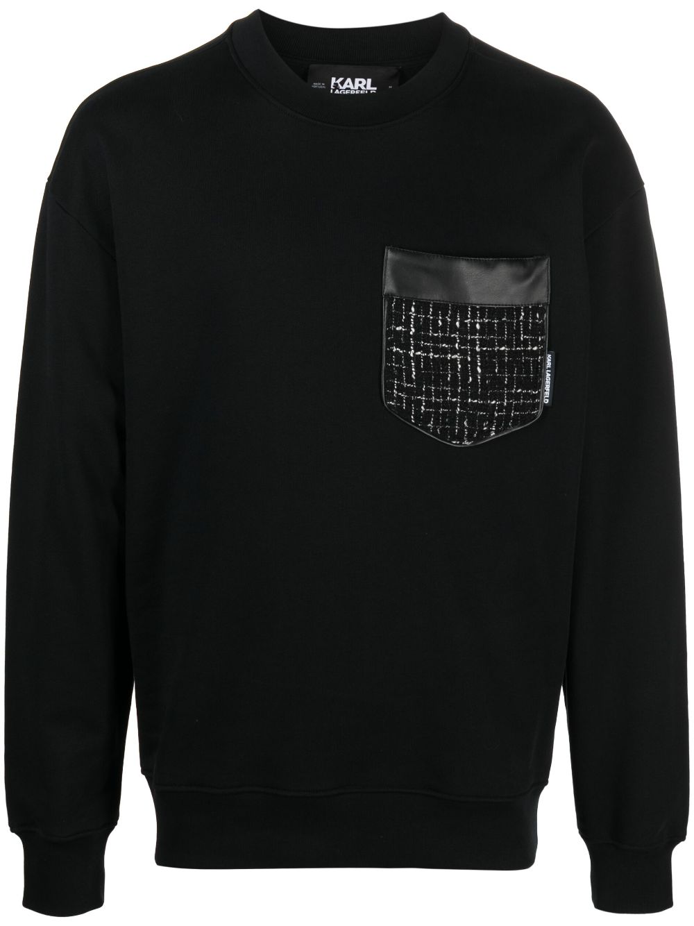 Karl Lagerfeld bouclé-pocket organic-cotton sweatshirt - Black von Karl Lagerfeld