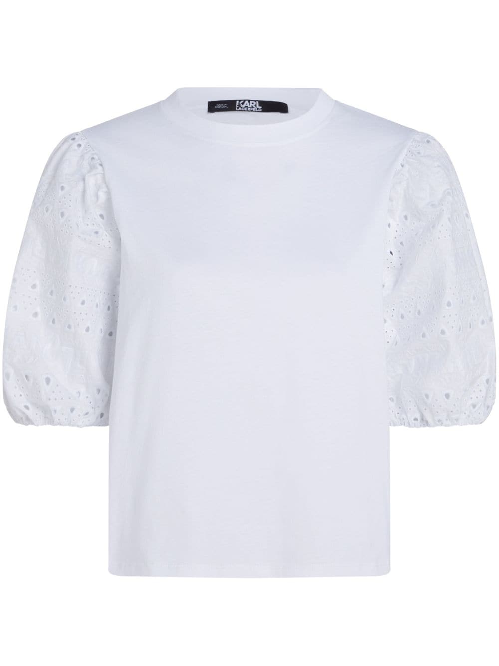 Karl Lagerfeld broderie-anglaise cotton T-shirt - White von Karl Lagerfeld
