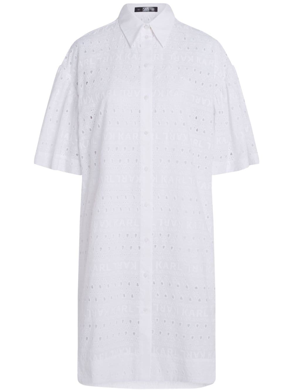 Karl Lagerfeld broderie-anglaise organic cotton shirtdress - White von Karl Lagerfeld