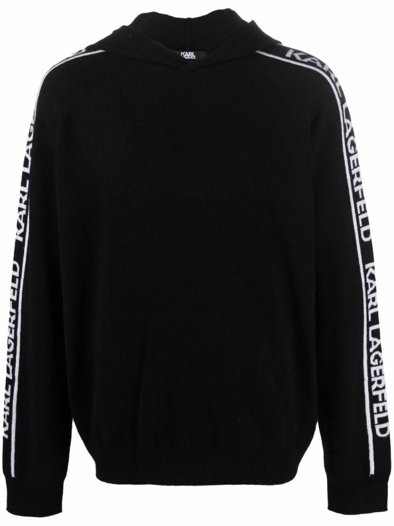 Karl Lagerfeld cashmere logo-trim hoodie - Black von Karl Lagerfeld