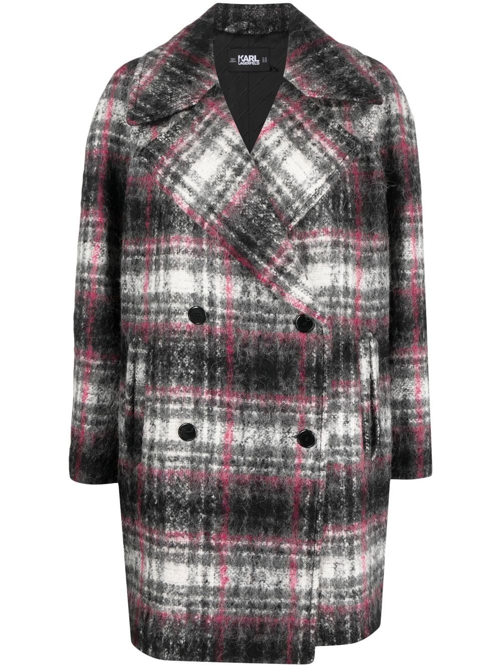 Karl Lagerfeld check double-breasted coat - Grey von Karl Lagerfeld