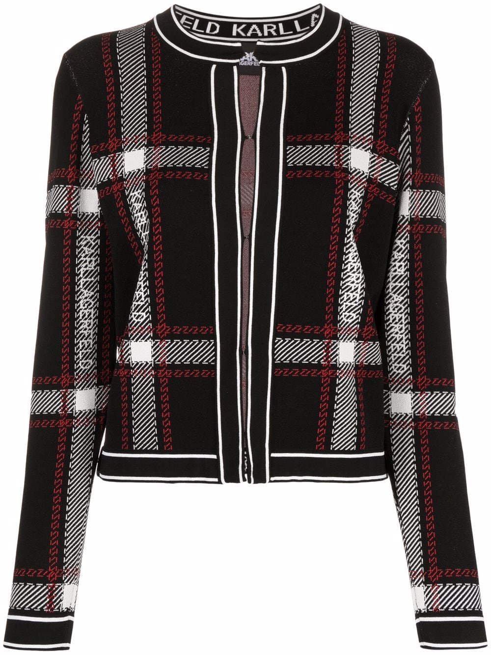 Karl Lagerfeld check-pattern knit cardigan - Black von Karl Lagerfeld