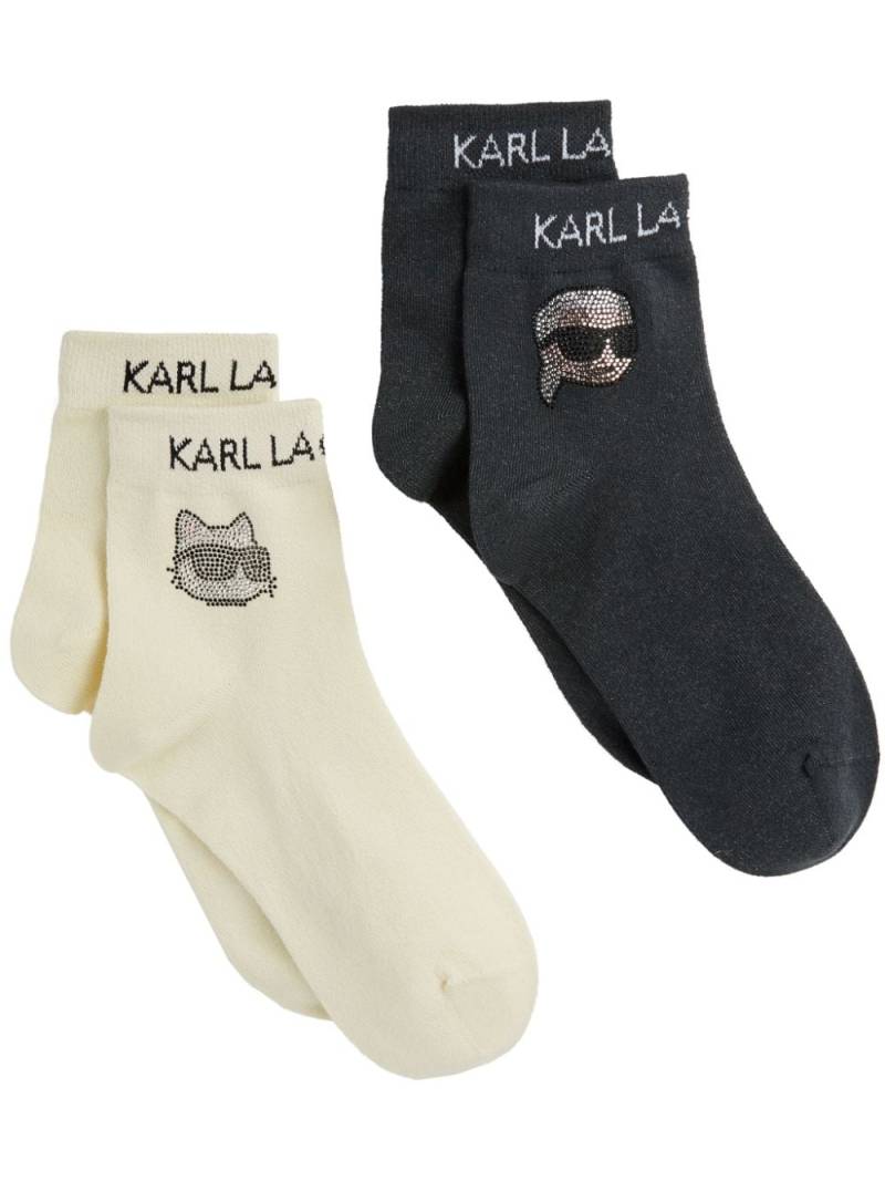 Karl Lagerfeld Ikonic rhinestone-embellished socks (pack of two) - White von Karl Lagerfeld