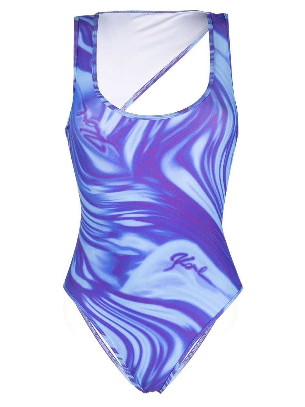 Karl Lagerfeld cut-out detail one-piece swimsuit - Blue von Karl Lagerfeld