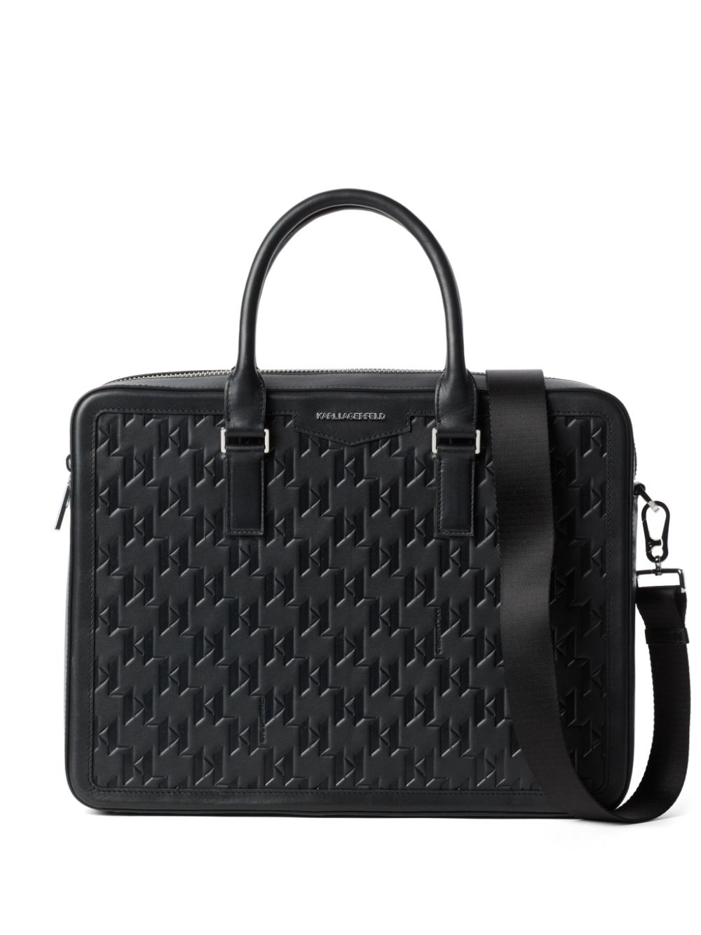 Karl Lagerfeld K/Loom leather briefcase - Black von Karl Lagerfeld