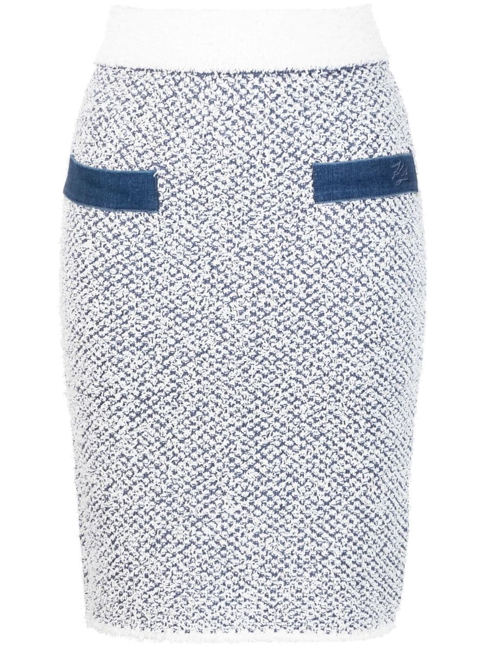 Karl Lagerfeld denim-detailing knitted pencil skirt - Blue von Karl Lagerfeld