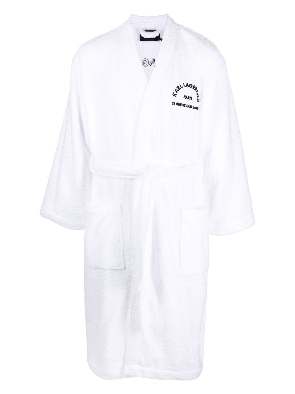 Karl Lagerfeld embroidered logo bathrobe - White von Karl Lagerfeld