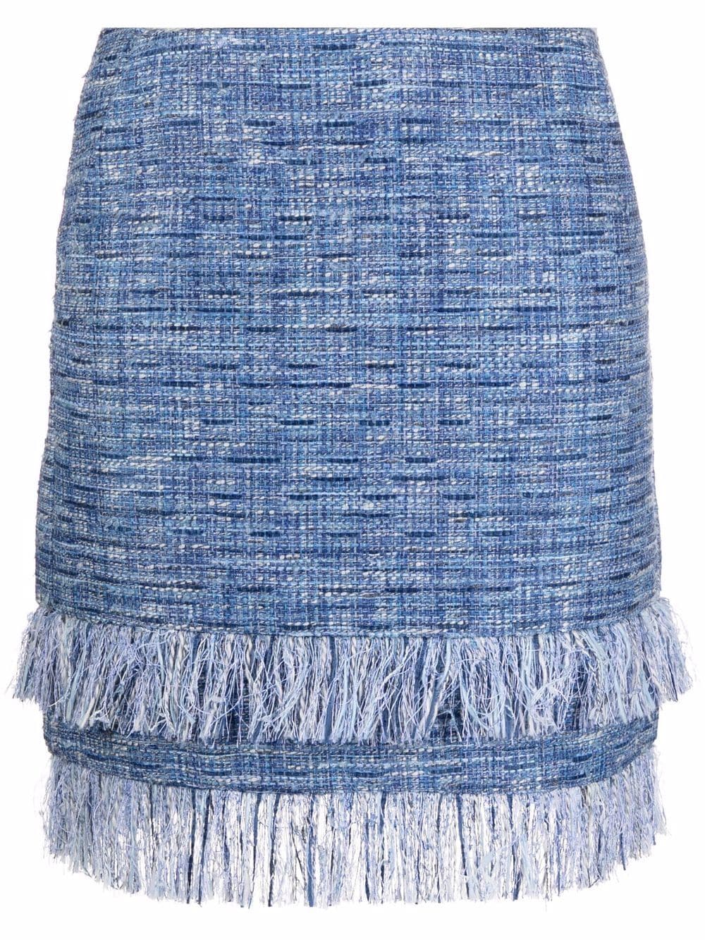 Karl Lagerfeld fringed bouclé mini skirt - Blue von Karl Lagerfeld