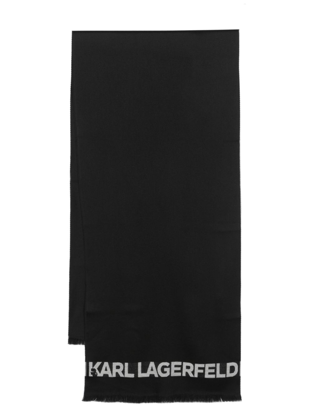 Karl Lagerfeld intarsia knit-logo fringed scarf - Black von Karl Lagerfeld