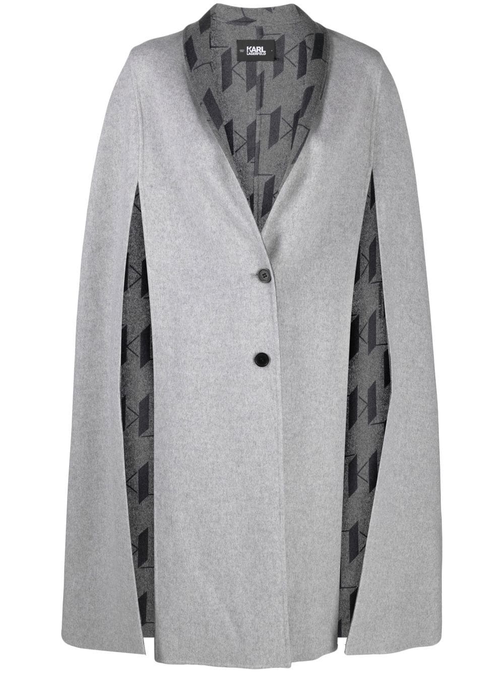 Karl Lagerfeld intarsia knit logo reversible cape - Grey von Karl Lagerfeld