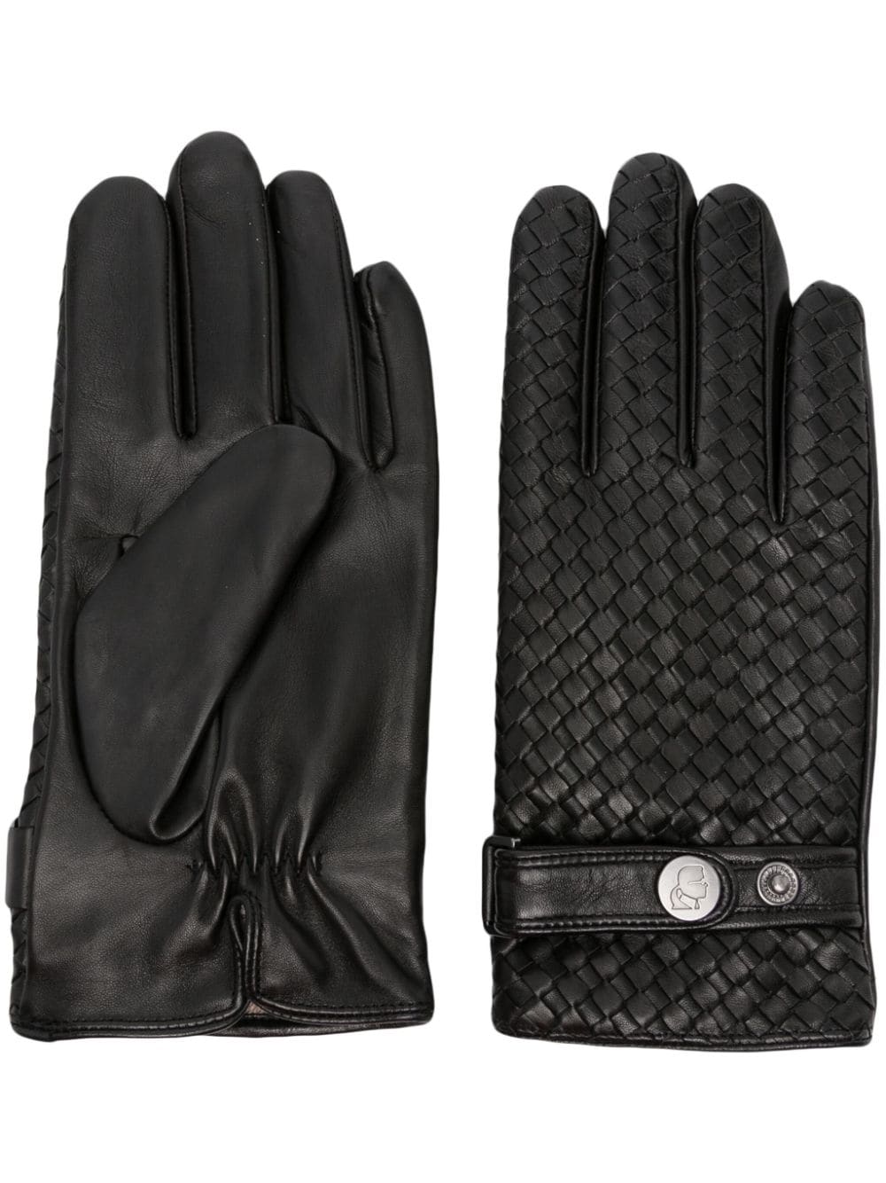 Karl Lagerfeld interwoven-design leather gloves - Black von Karl Lagerfeld