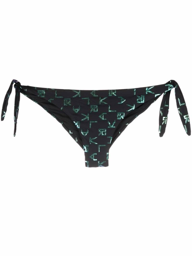 Karl Lagerfeld iridescent-logo bikini bottoms - Black von Karl Lagerfeld