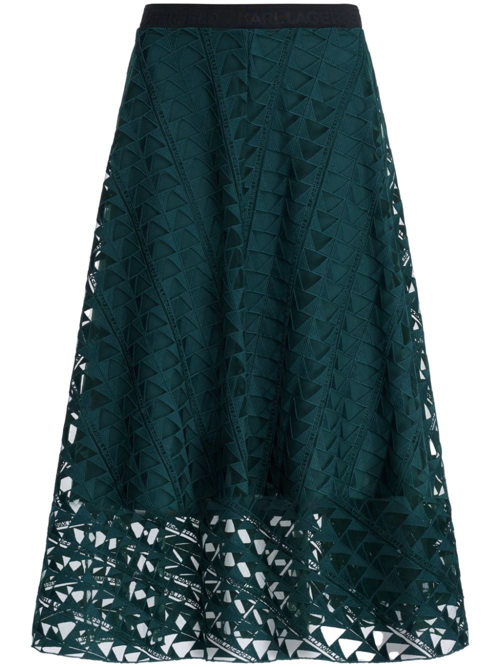 Karl Lagerfeld layered geometric-lace skirt - Green von Karl Lagerfeld