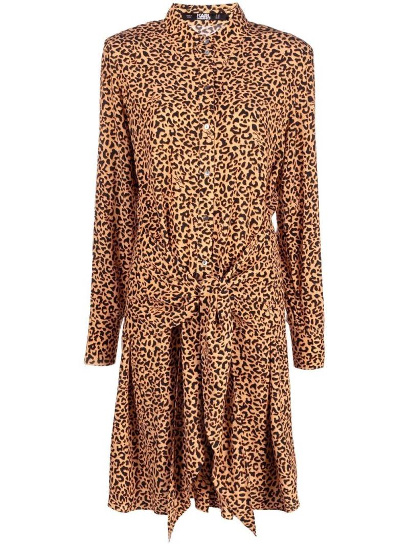 Karl Lagerfeld leopard-print tie-waist shirtdress - Orange von Karl Lagerfeld