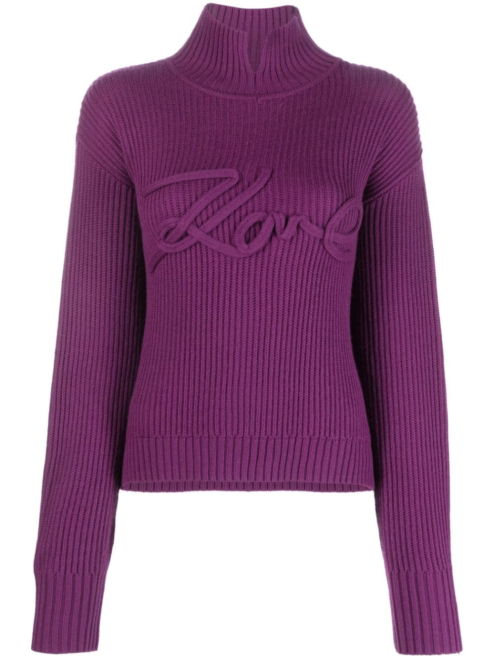 Karl Lagerfeld logo-appliqué knitted jumper - Purple von Karl Lagerfeld