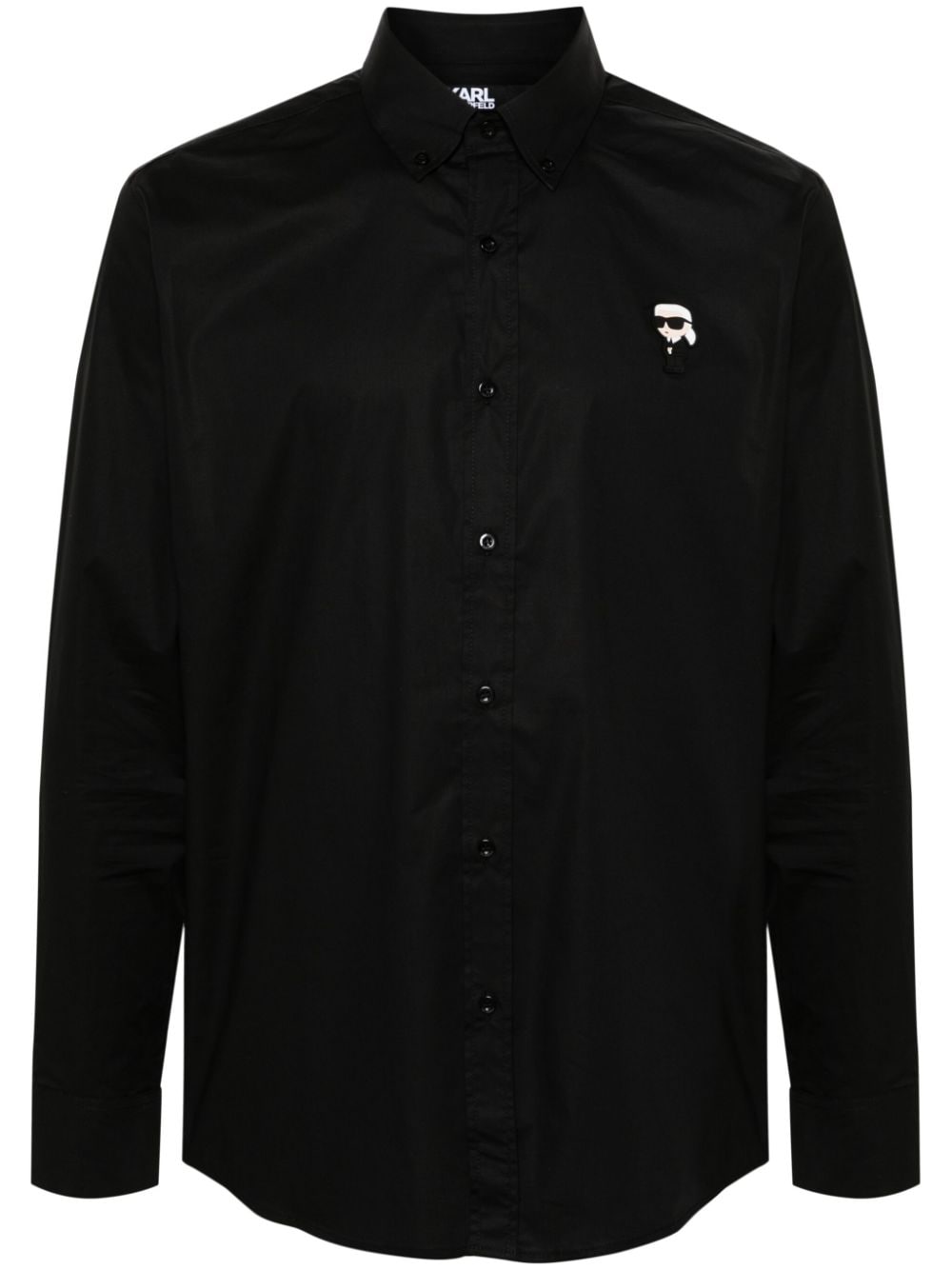Karl Lagerfeld logo-appliqué poplin shirt - Black von Karl Lagerfeld
