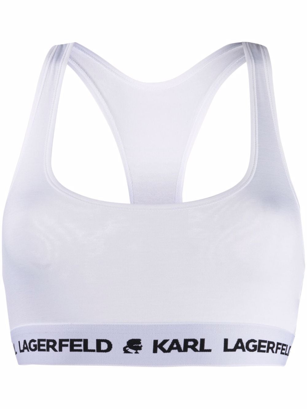 Karl Lagerfeld logo band sports bra - White von Karl Lagerfeld