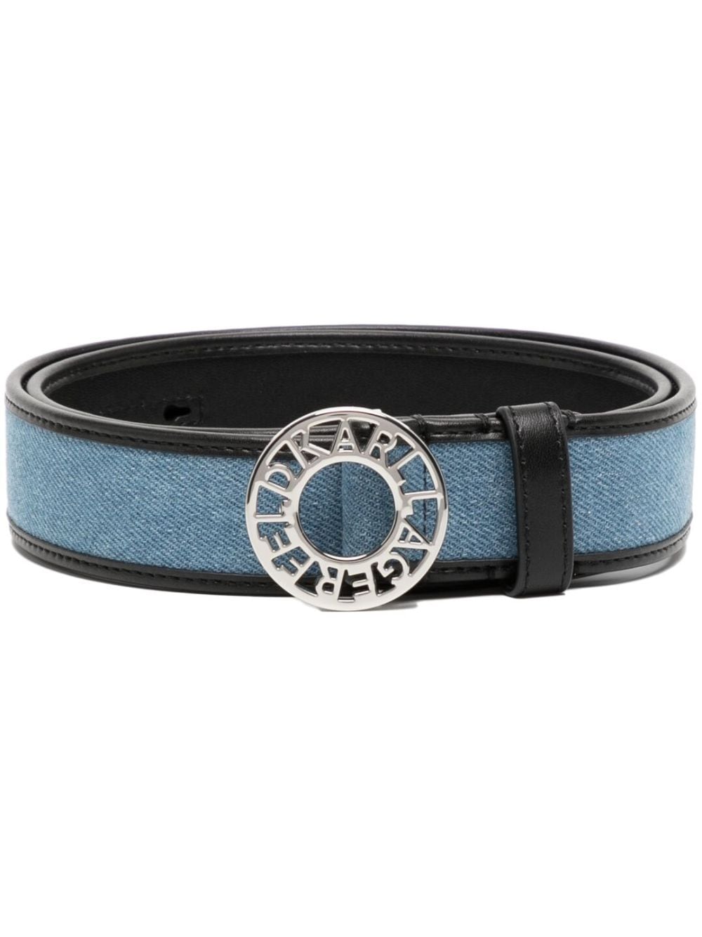 Karl Lagerfeld logo-buckle denim leather belt - Blue von Karl Lagerfeld