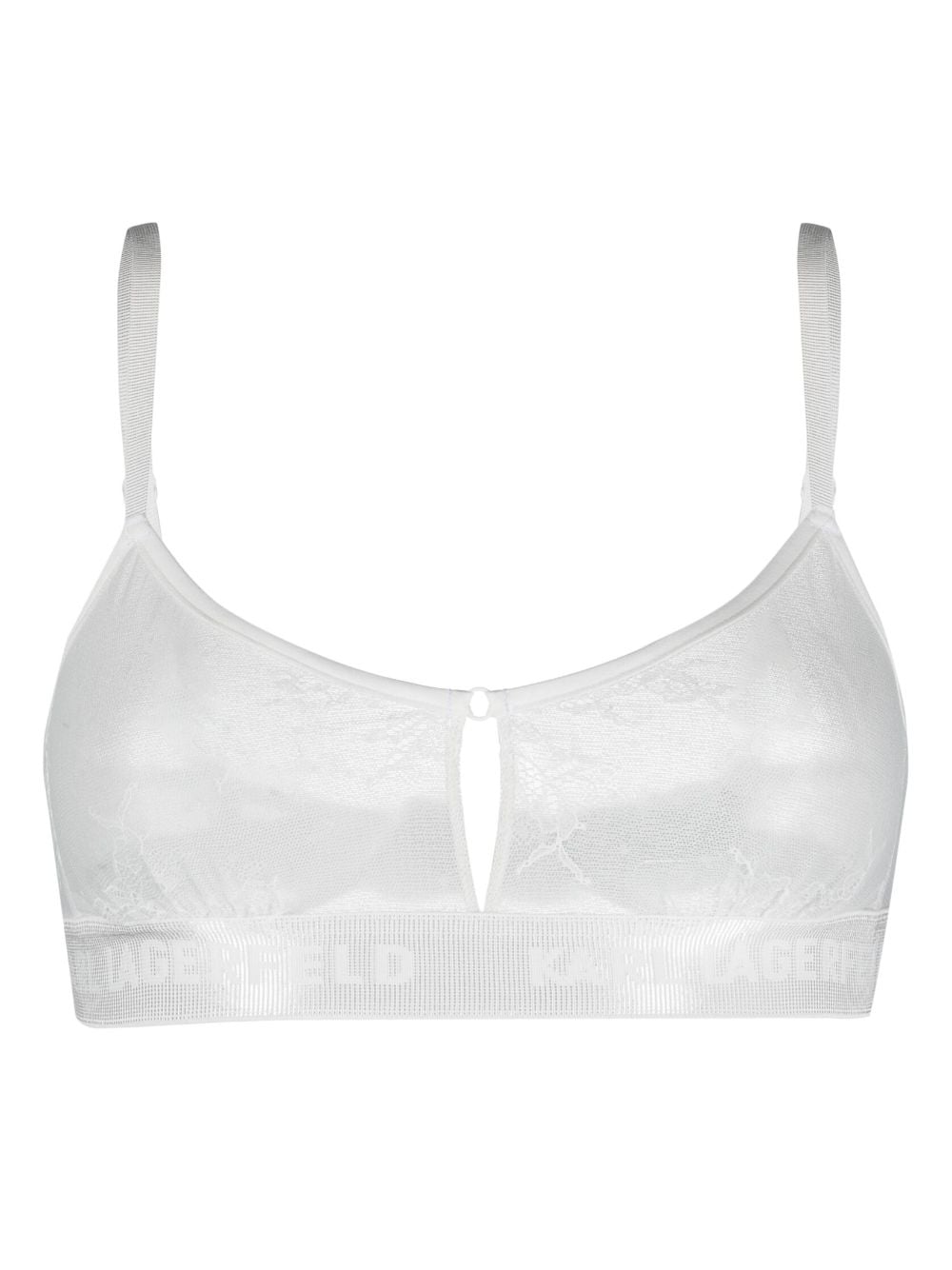 Karl Lagerfeld logo-embellished lace bralette - White von Karl Lagerfeld