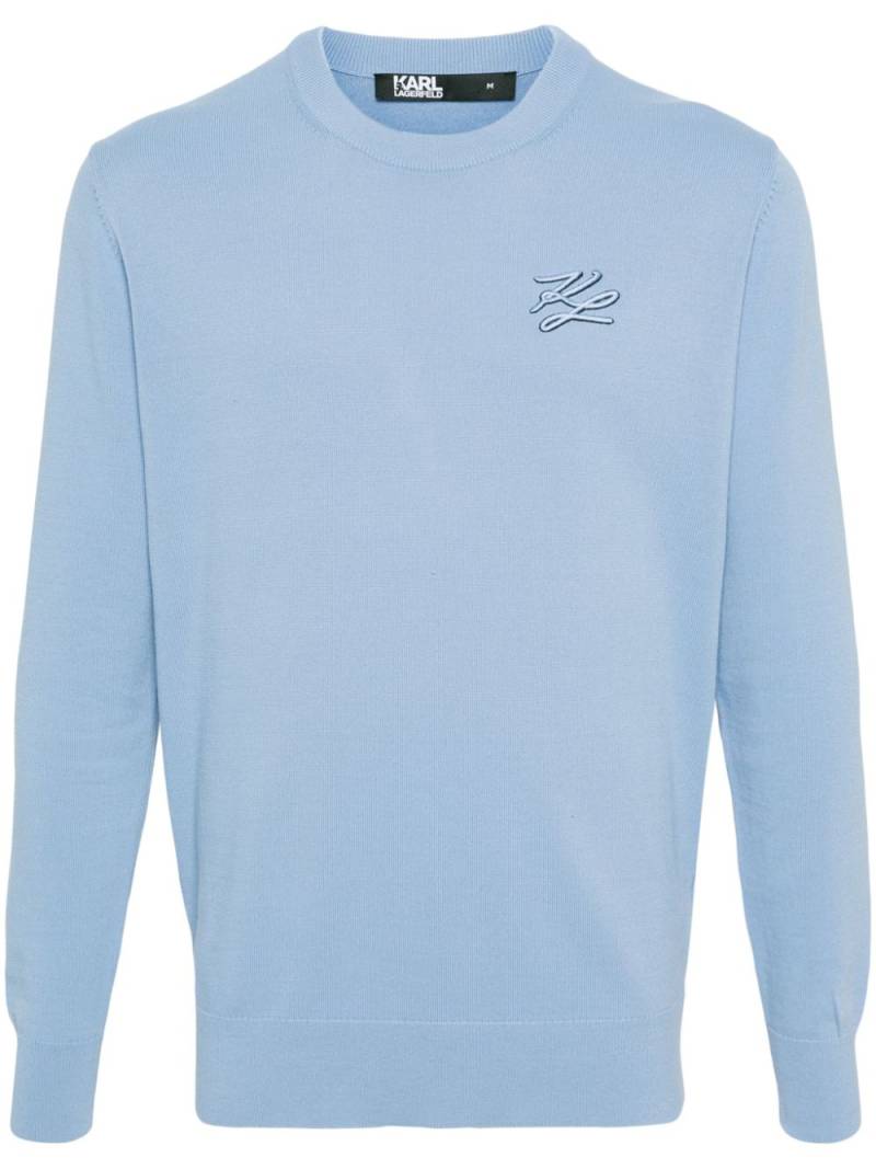 Karl Lagerfeld logo-embroidered jumper - Blue von Karl Lagerfeld