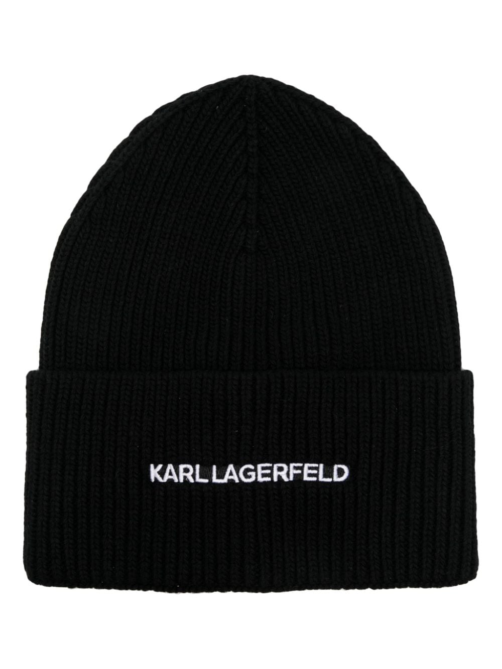 Karl Lagerfeld logo-embroidered ribbed-knit beanie - Black von Karl Lagerfeld