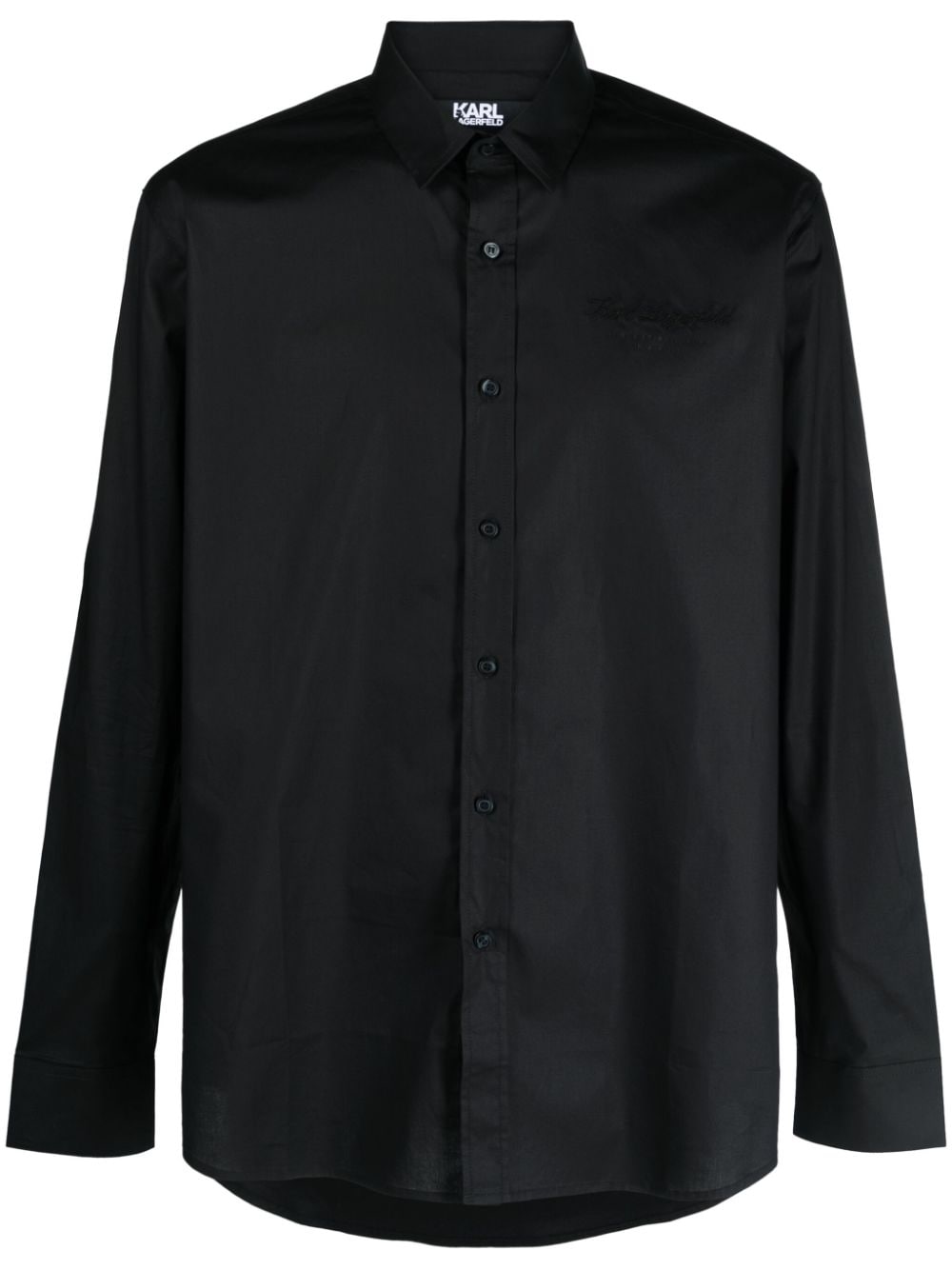 Karl Lagerfeld logo-embroidered stretch-cotton shirt - Black von Karl Lagerfeld