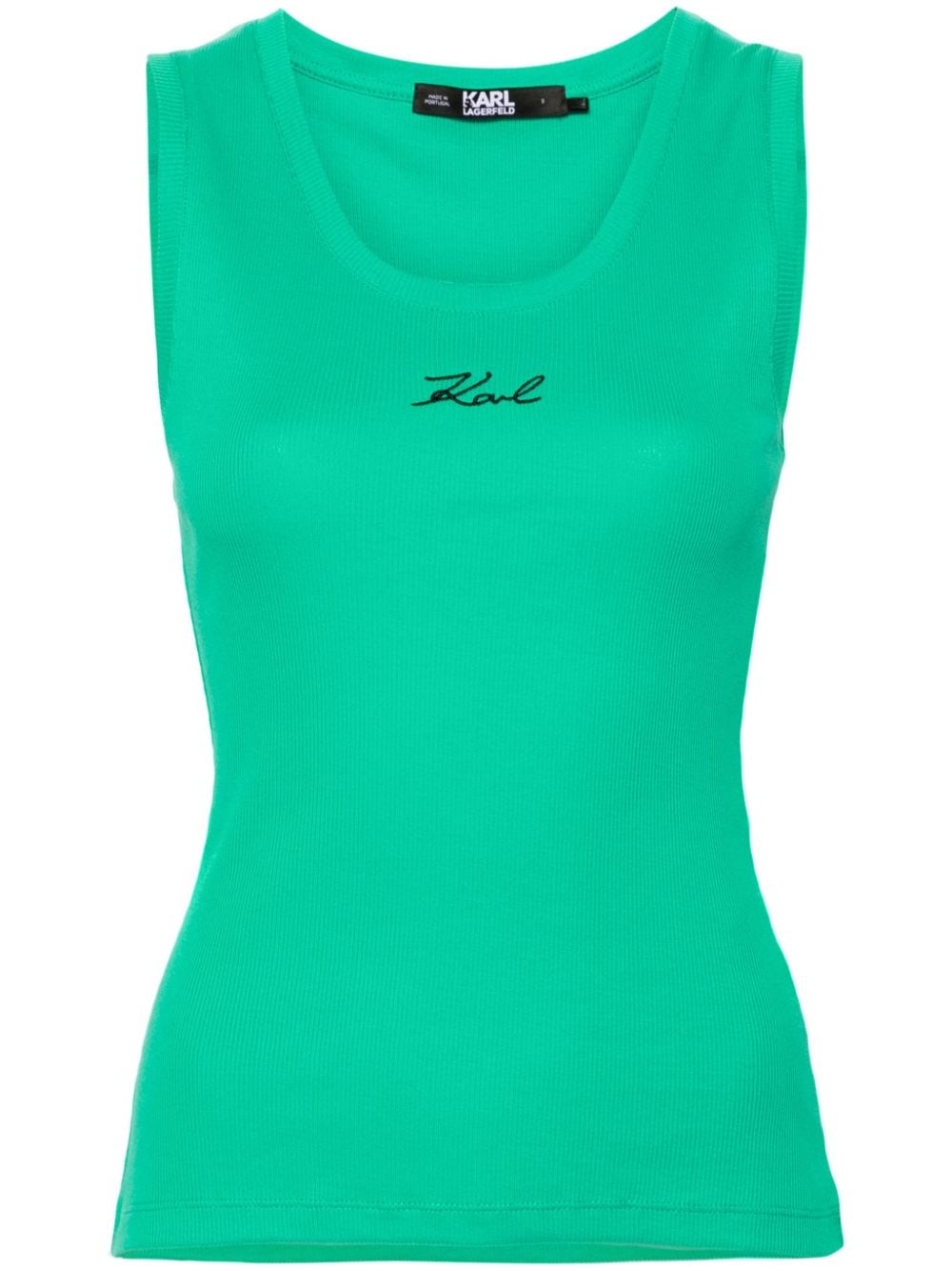 Karl Lagerfeld logo-embroidered tank top - Green von Karl Lagerfeld