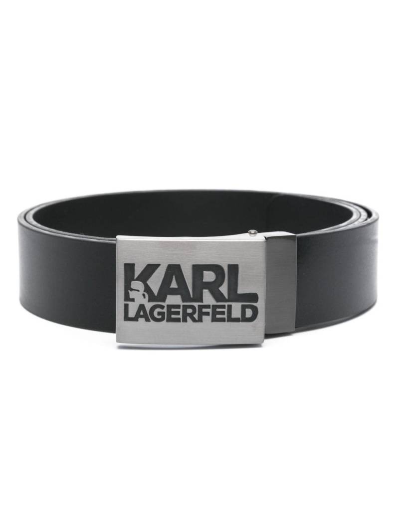 Karl Lagerfeld logo-engraved leather belt - Black von Karl Lagerfeld