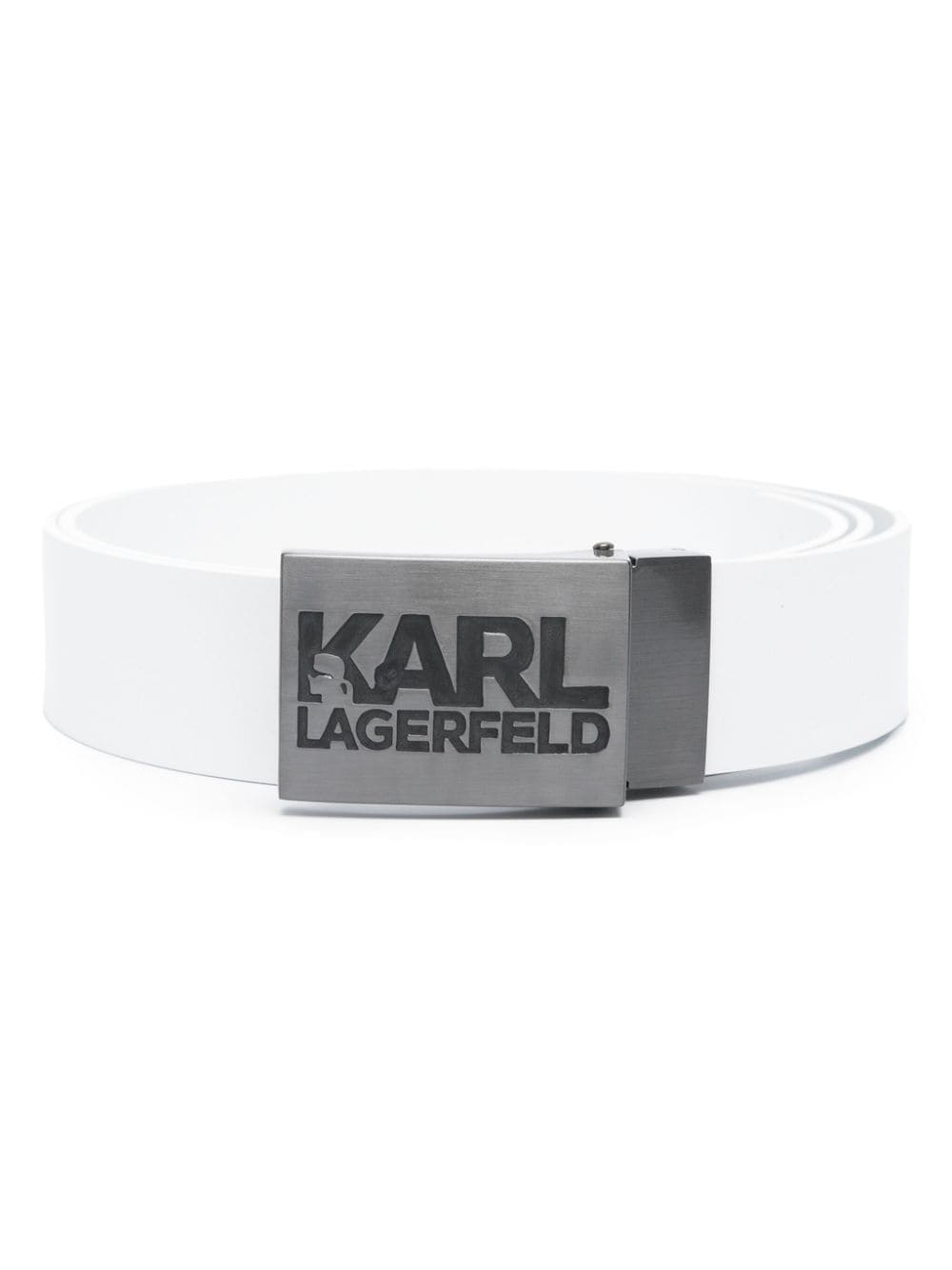 Karl Lagerfeld logo-engraved leather belt - White von Karl Lagerfeld