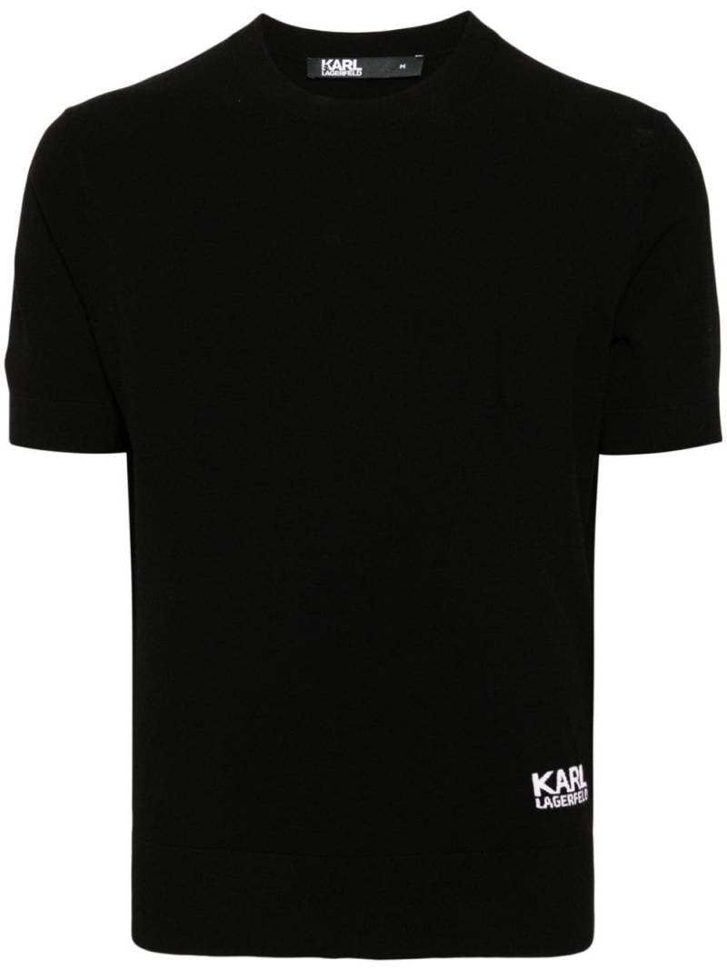 Karl Lagerfeld logo-intarsia knitted top - Black von Karl Lagerfeld