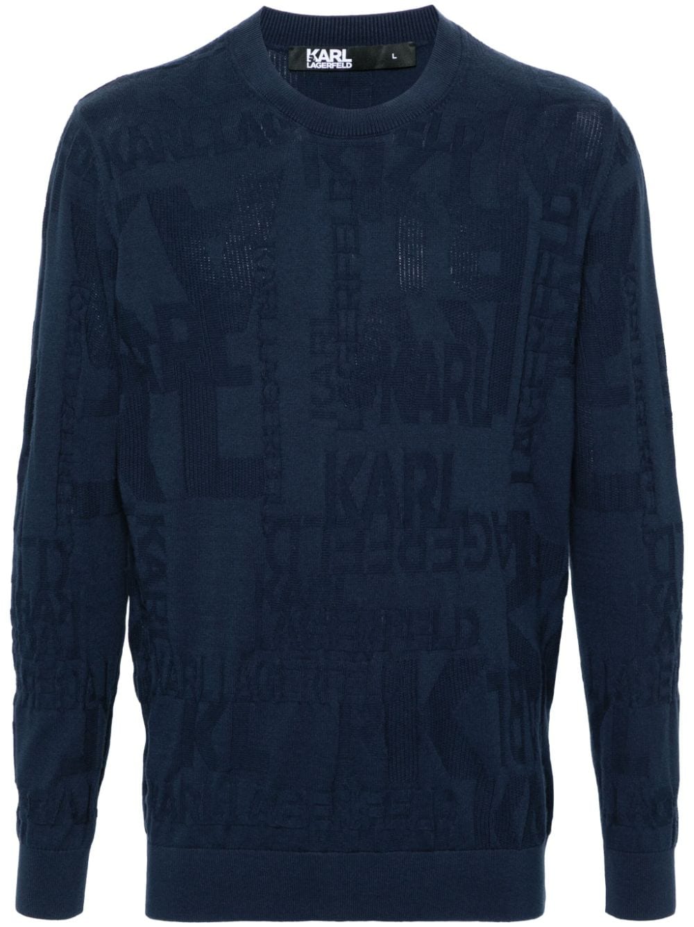 Karl Lagerfeld logo-jacquard cotton jumper - Blue von Karl Lagerfeld