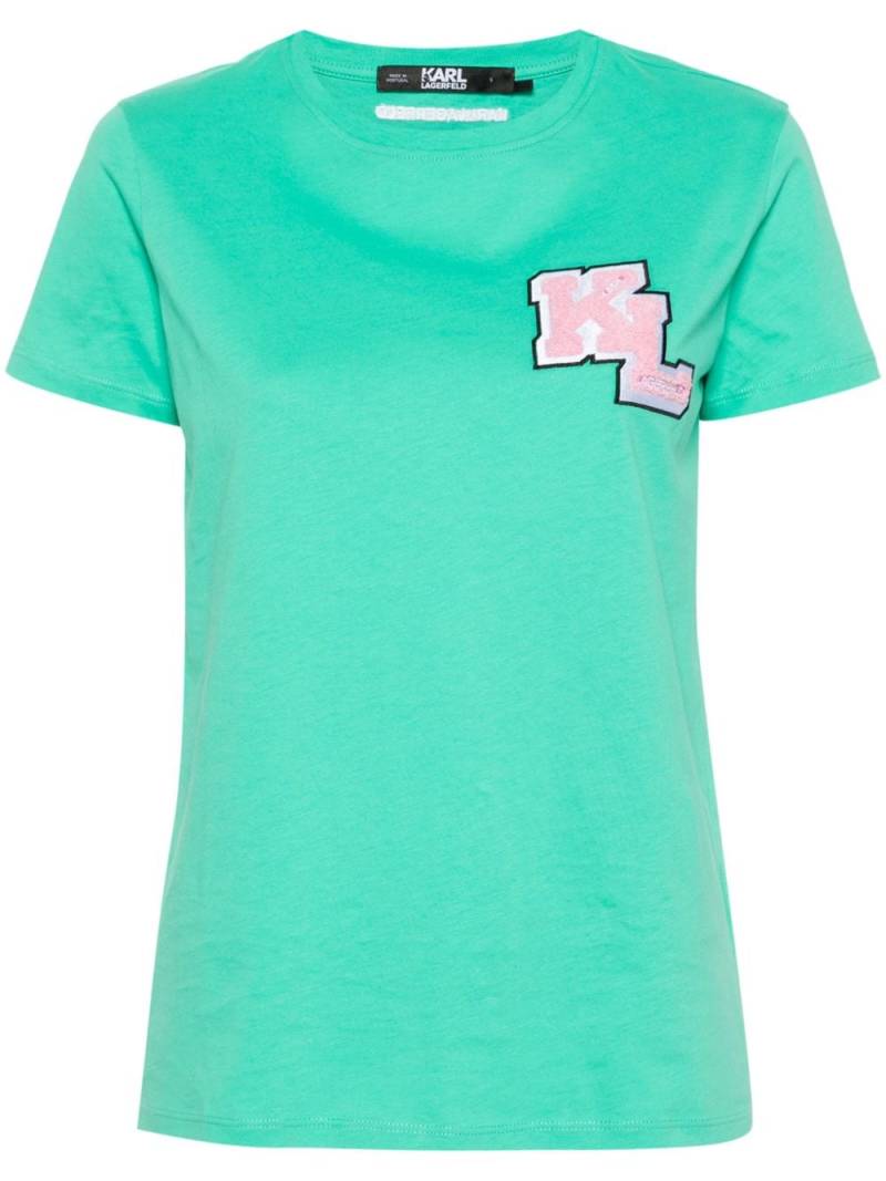 Karl Lagerfeld logo-patch cotton T-shirt - Green von Karl Lagerfeld