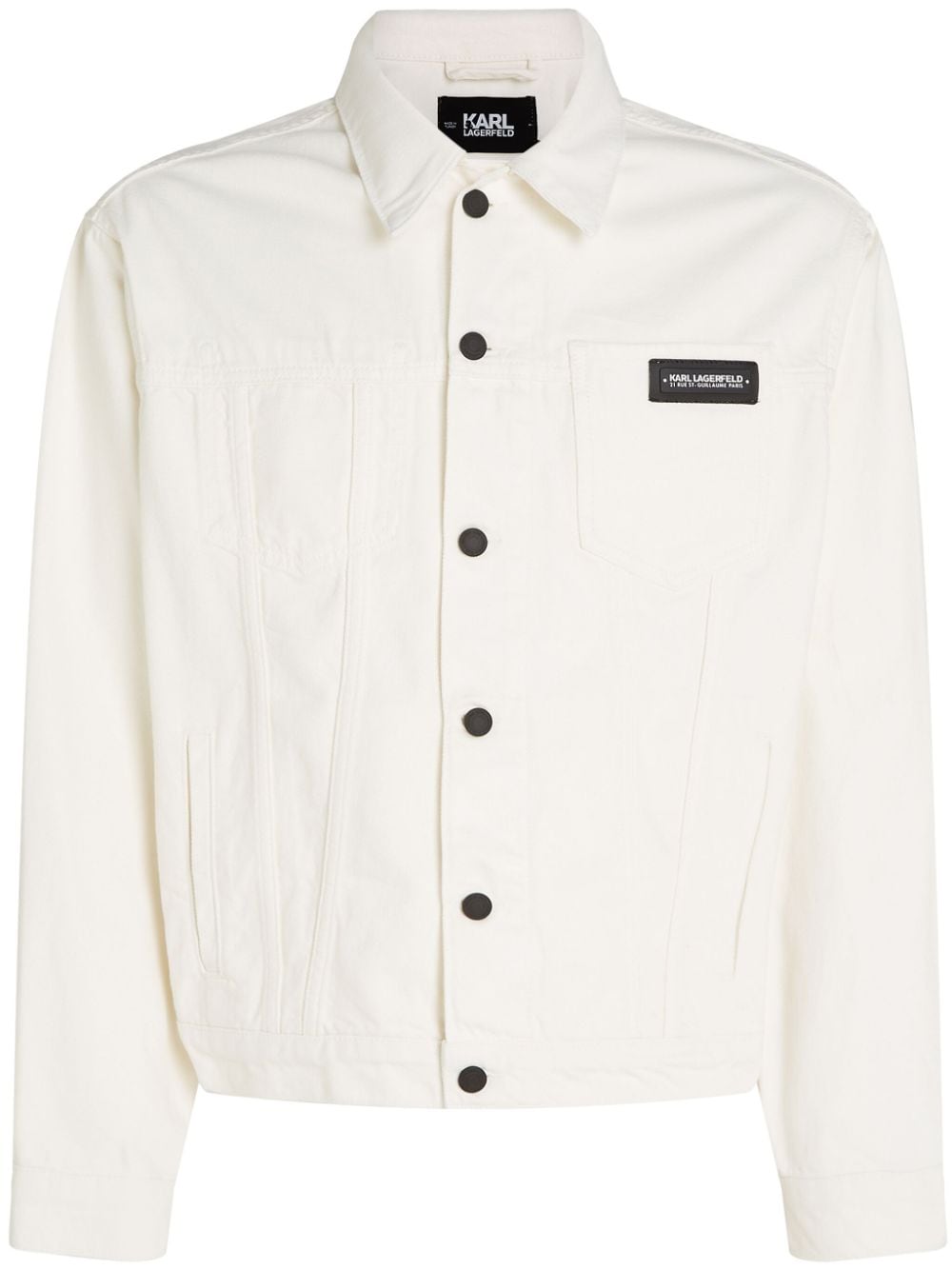 Karl Lagerfeld logo-appliqué denim shirt jacket - White von Karl Lagerfeld