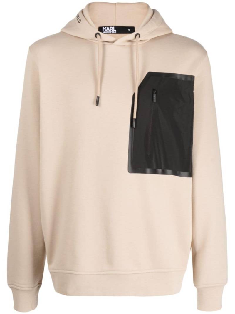 Karl Lagerfeld logo-patch drawstring hoodie - Neutrals von Karl Lagerfeld