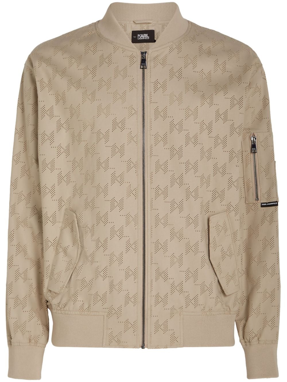 Karl Lagerfeld perforated-monogram bomber jacket - Neutrals von Karl Lagerfeld