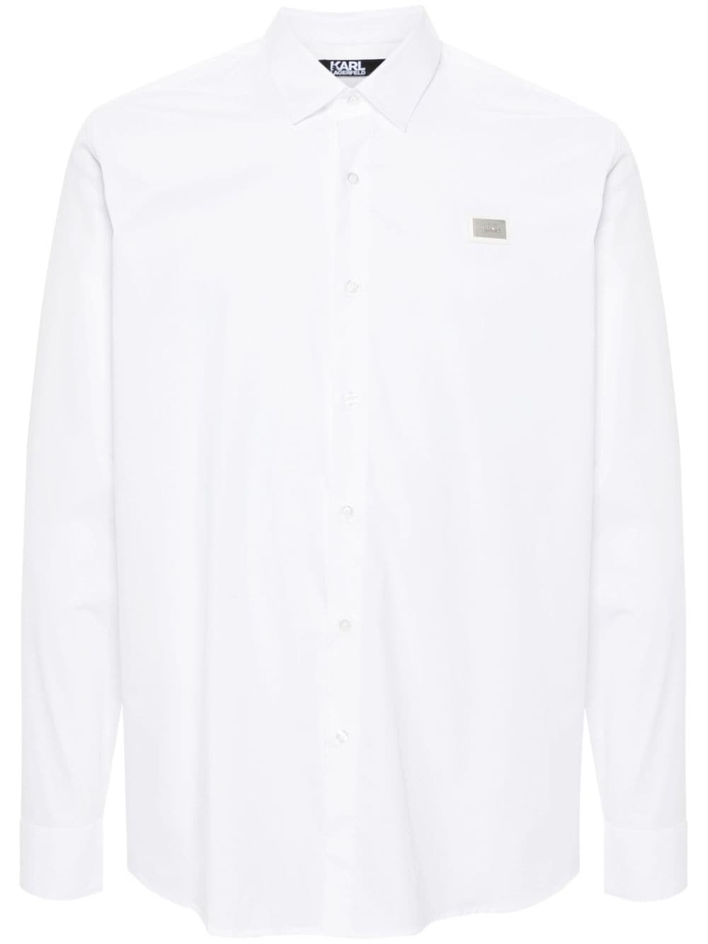 Karl Lagerfeld logo-plaque poplin shirt - White von Karl Lagerfeld