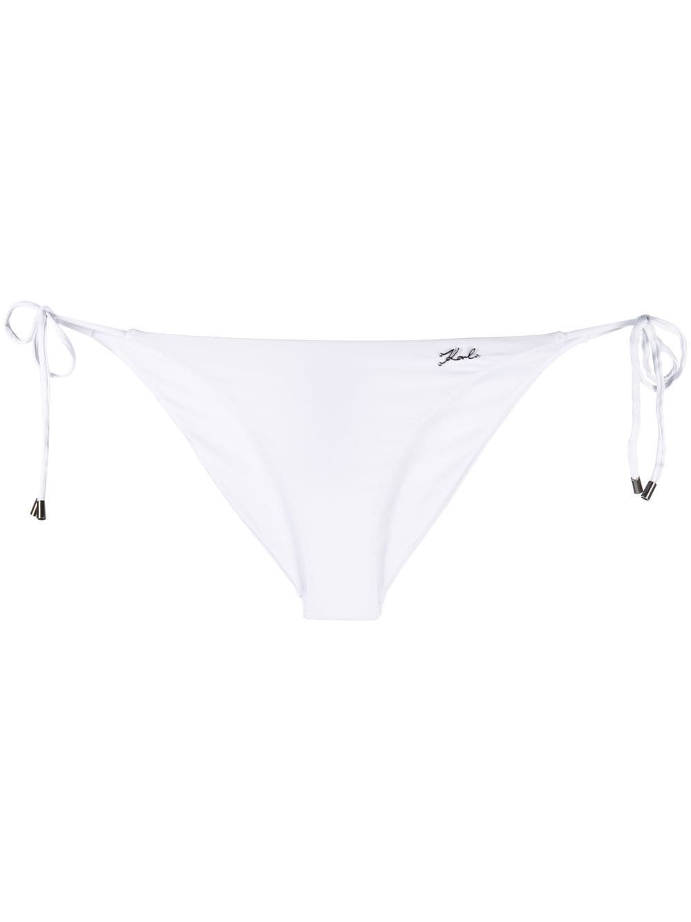 Karl Lagerfeld logo-plaque tied bikini bottoms - White von Karl Lagerfeld