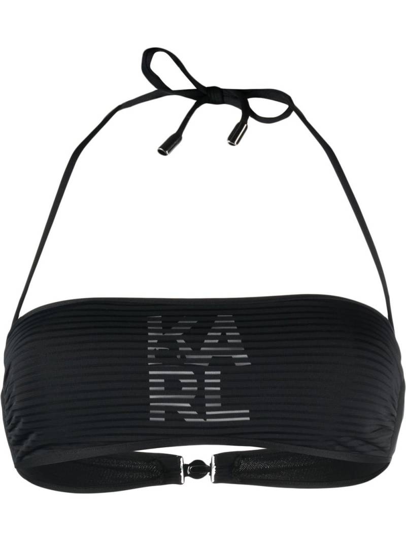 Karl Lagerfeld logo-print bandeau bikini top - Black von Karl Lagerfeld