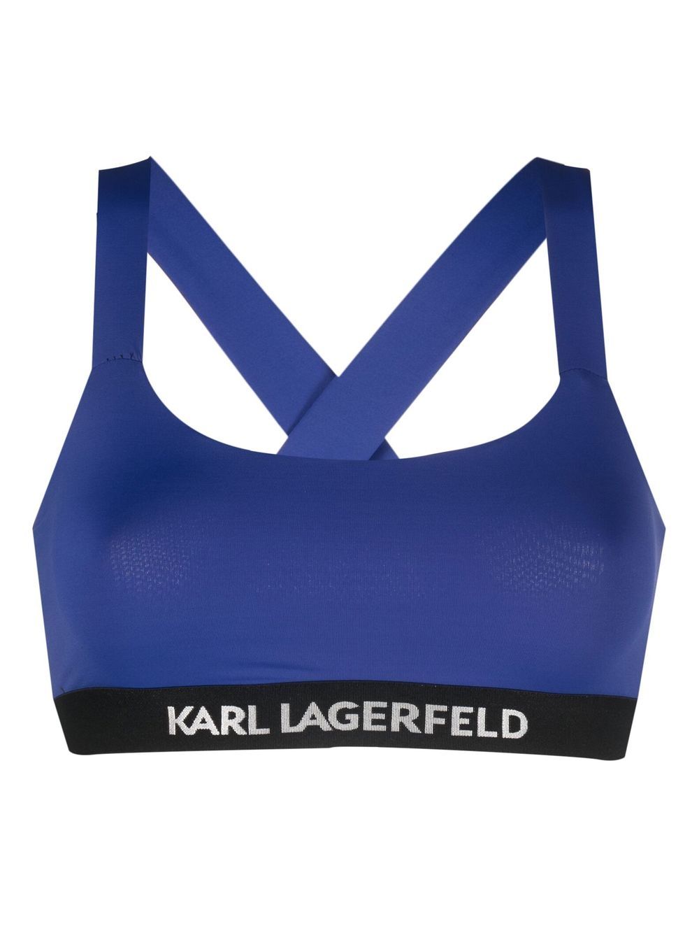 Karl Lagerfeld logo-print bandeau top - Blue von Karl Lagerfeld
