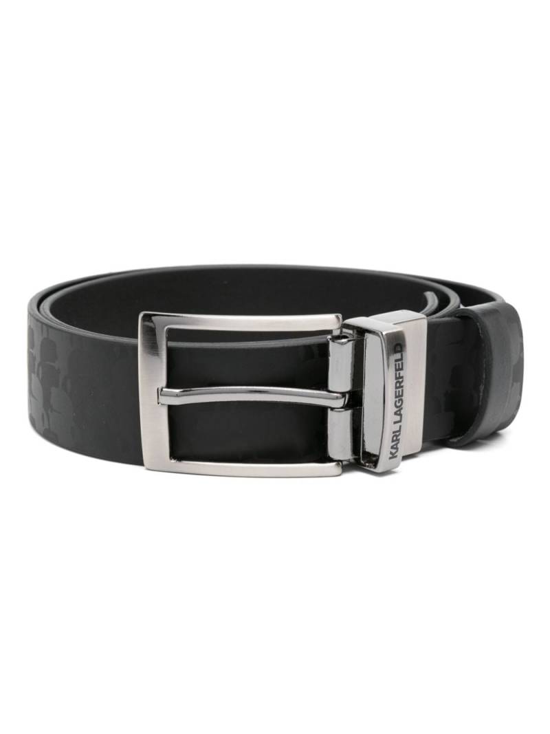 Karl Lagerfeld logo-print buckled leather belt - Black von Karl Lagerfeld
