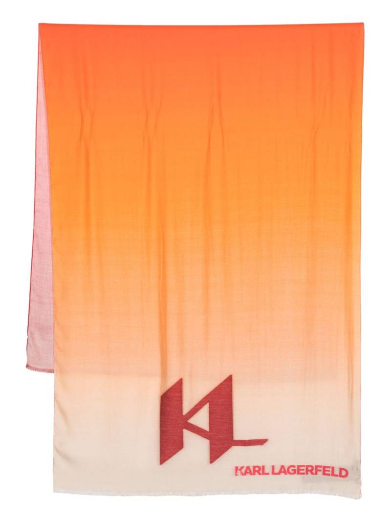 Karl Lagerfeld logo-print ombré-effect scarf - Orange von Karl Lagerfeld
