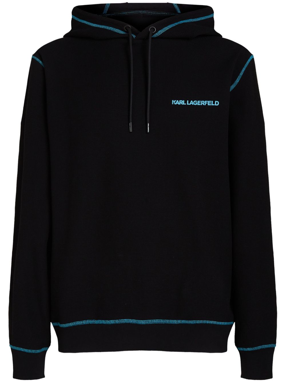 Karl Lagerfeld waffle-knit organic-cotton hoodie - Black von Karl Lagerfeld