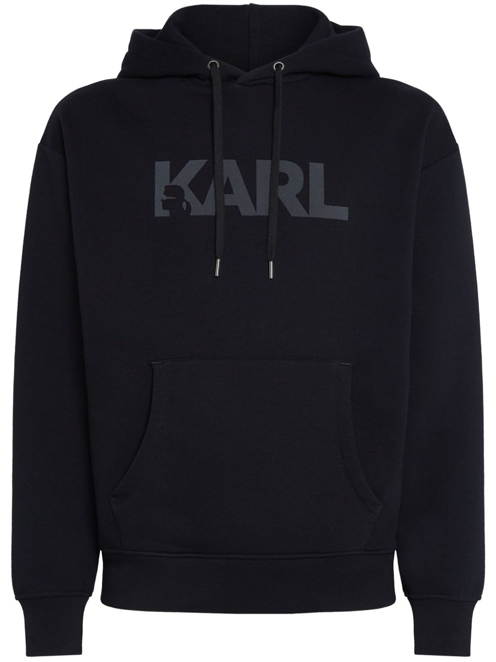 Karl Lagerfeld flocked-logo organic-cotton hoodie - Black von Karl Lagerfeld