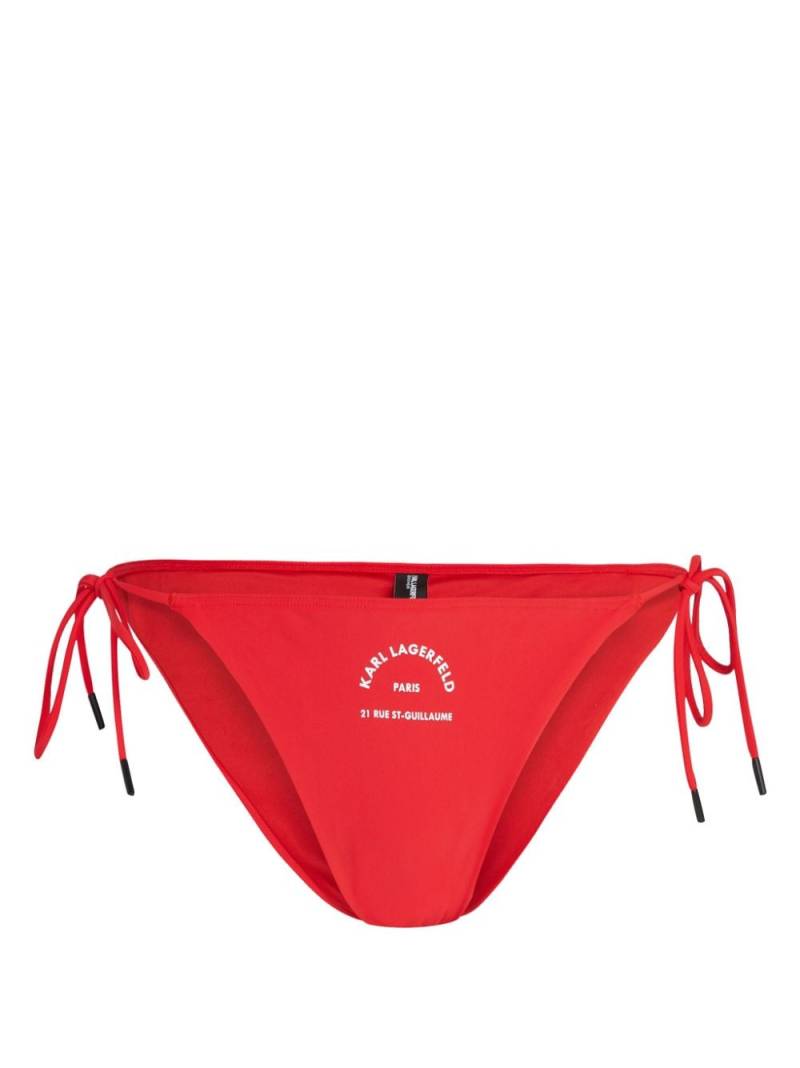 Karl Lagerfeld logo-print string bikini bottoms - Red von Karl Lagerfeld