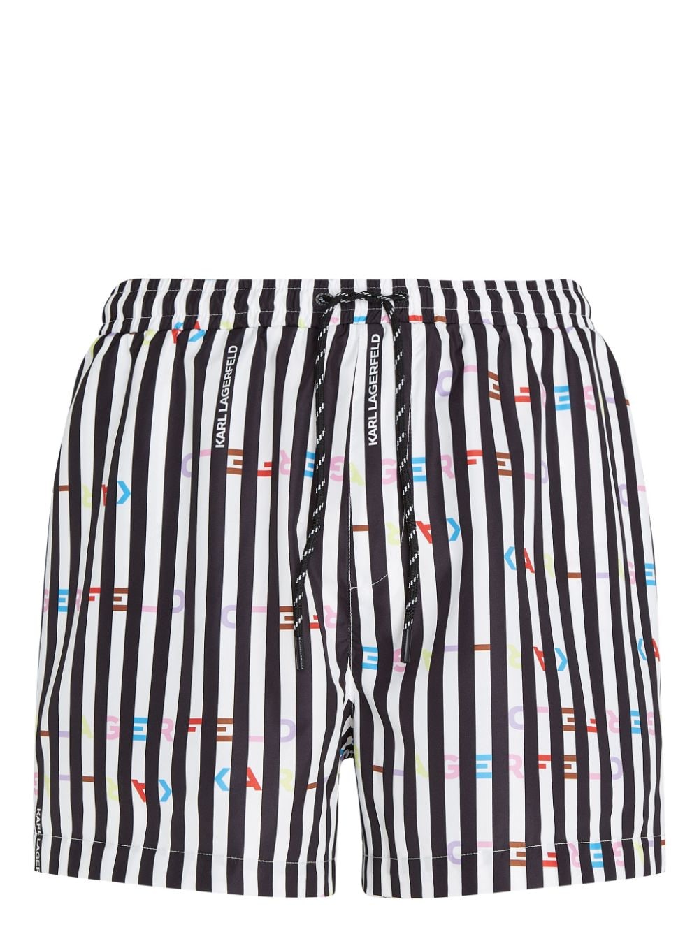 Karl Lagerfeld logo-print striped swim shorts - Black von Karl Lagerfeld