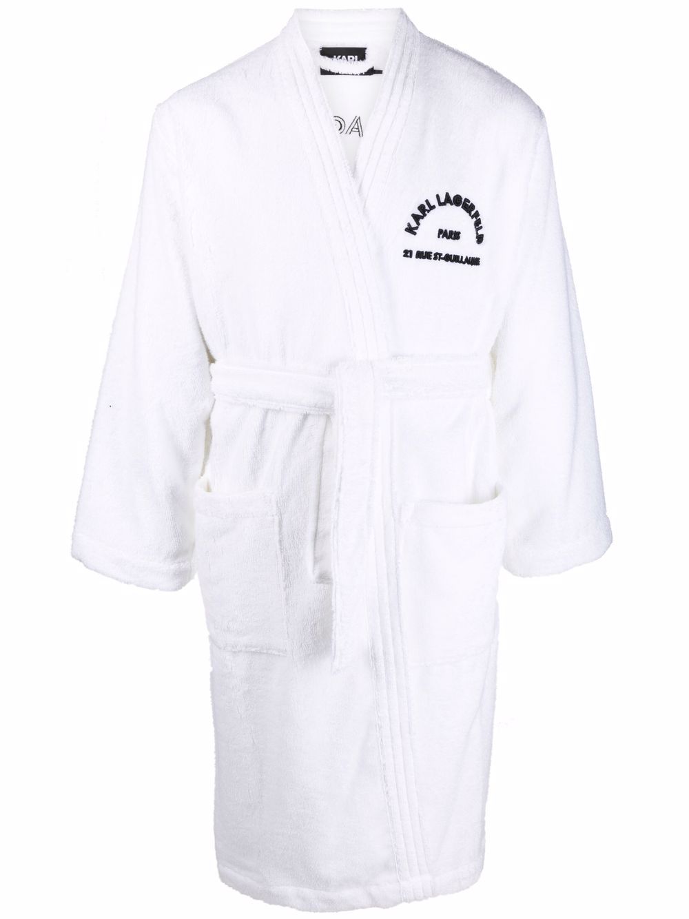 Karl Lagerfeld logo-print towelling robe - White von Karl Lagerfeld