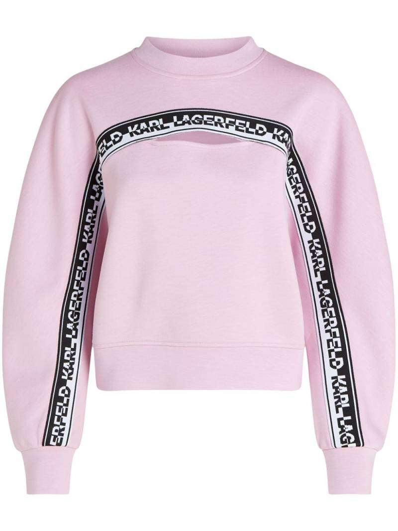 Karl Lagerfeld logo-tape cut out-detail sweatshirt - Pink von Karl Lagerfeld