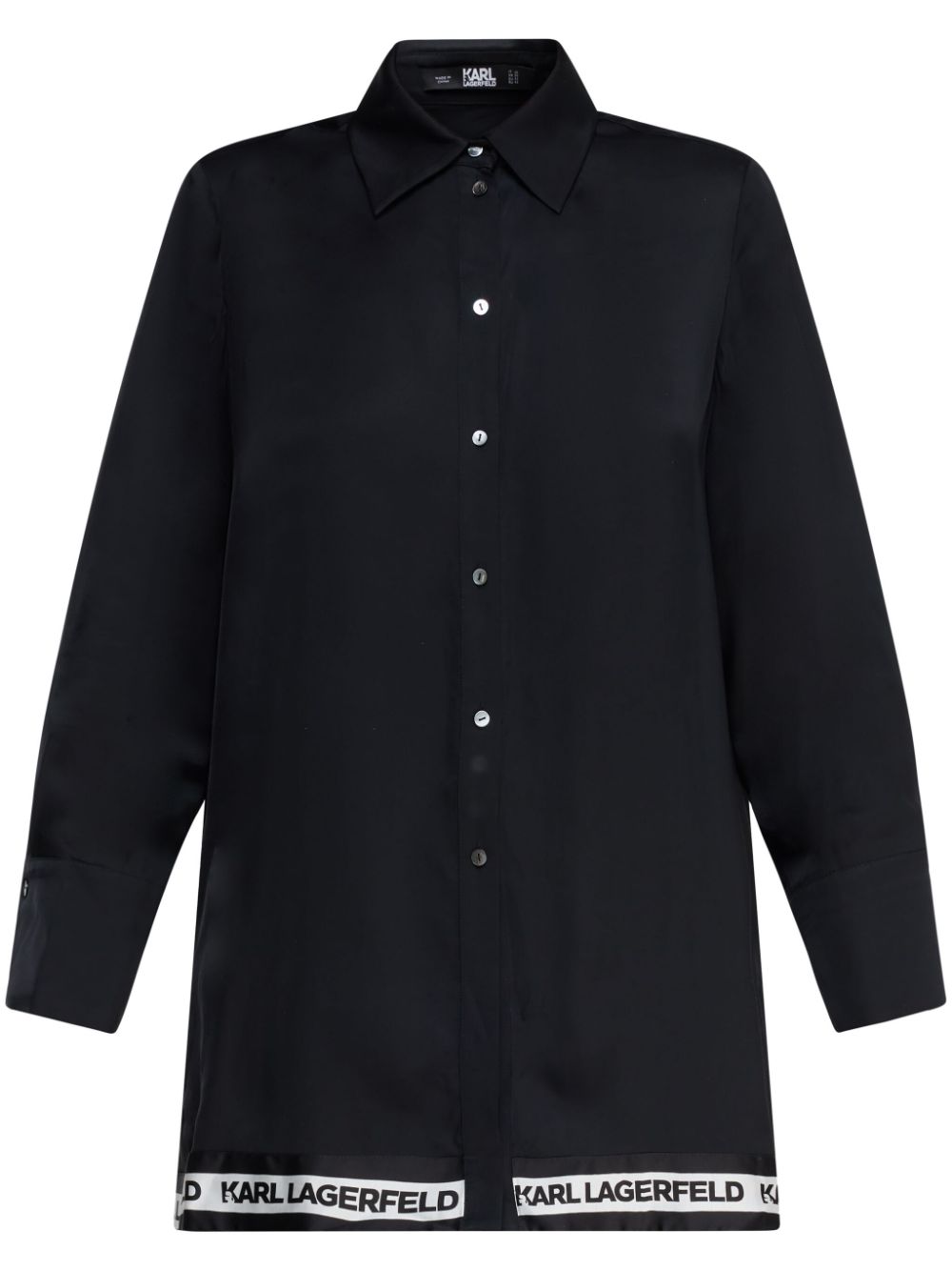 Karl Lagerfeld logo-tape satin tunic shirt - Black von Karl Lagerfeld