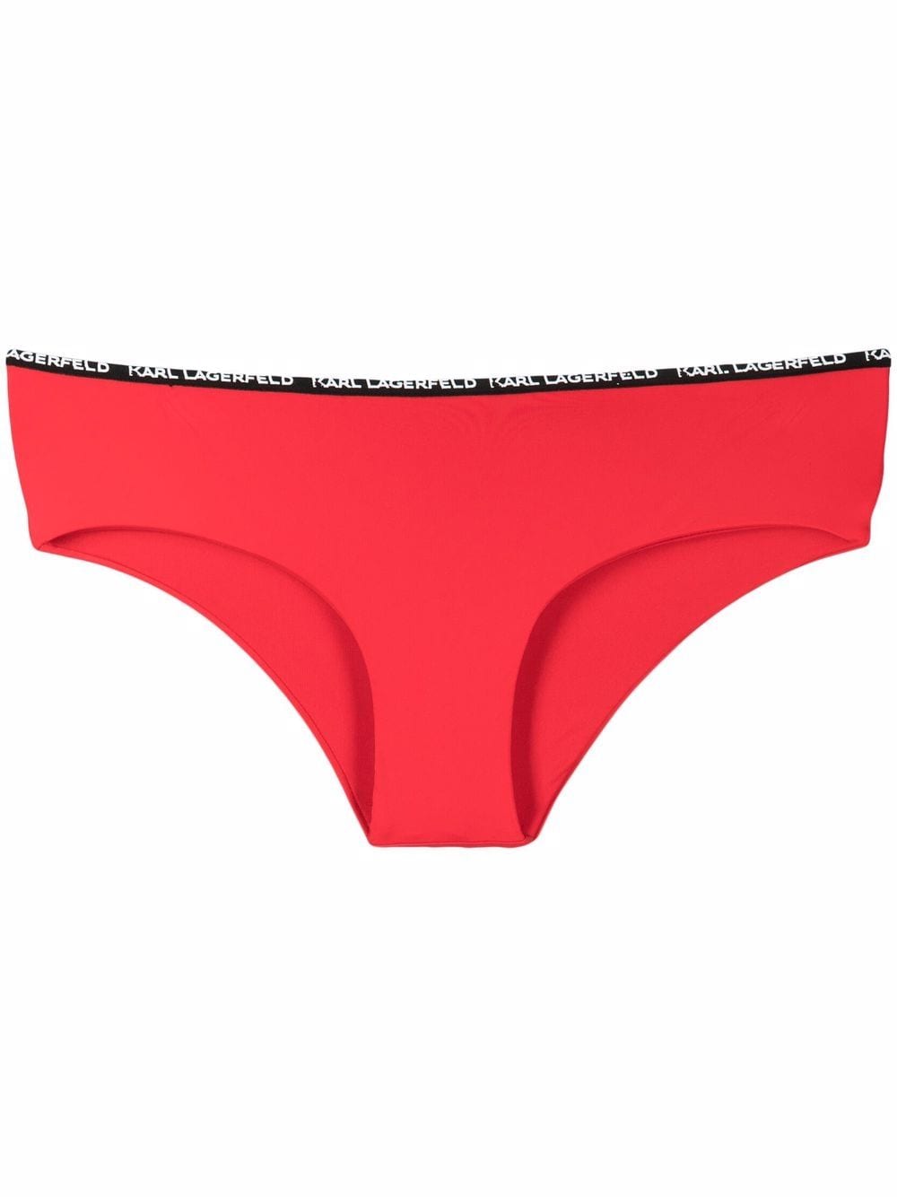 Karl Lagerfeld logo tape-trimmed bikini bottoms - Red von Karl Lagerfeld